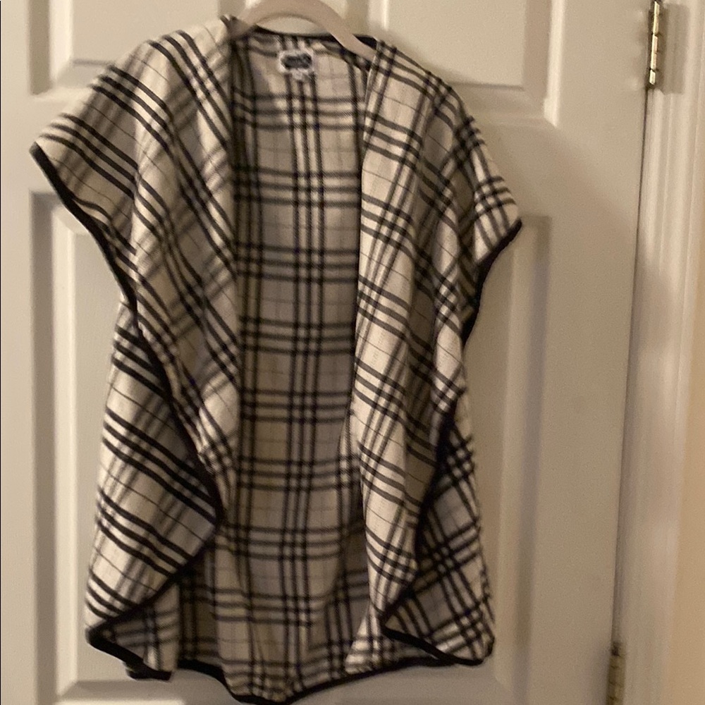 Plaid Open Front Poncho